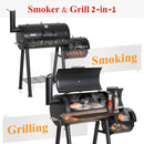 2-In-1 Charcoal Smoker Grill with Offset Box-Captiva Designs