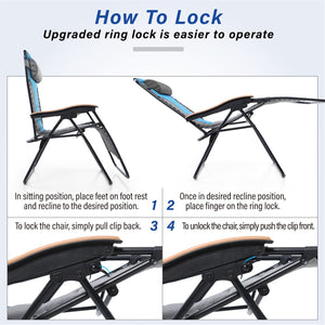 Patio Padded Oversize Recliner Zero Gravity Chair with Cup Holder