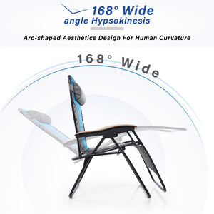 Patio Padded Oversize Recliner Zero Gravity Chair with Cup Holder