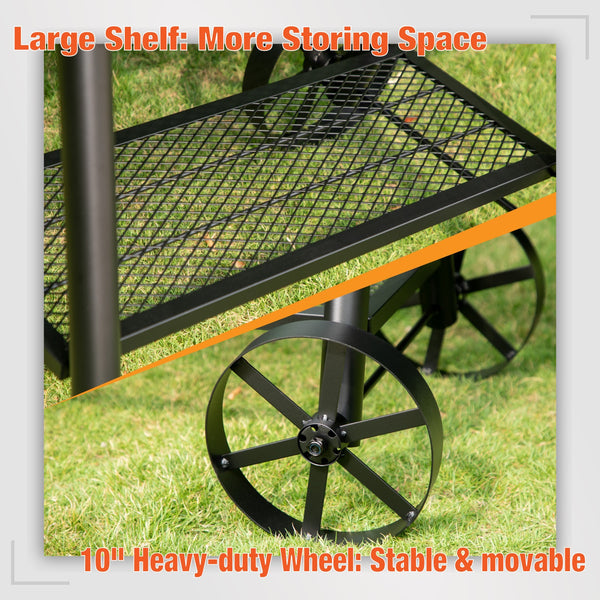 2-In-1 Charcoal Smoker Grill with Offset Box-Captiva Designs