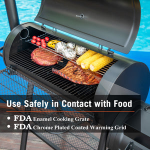 2-In-1 Charcoal Smoker Grill with Offset Box-Captiva Designs
