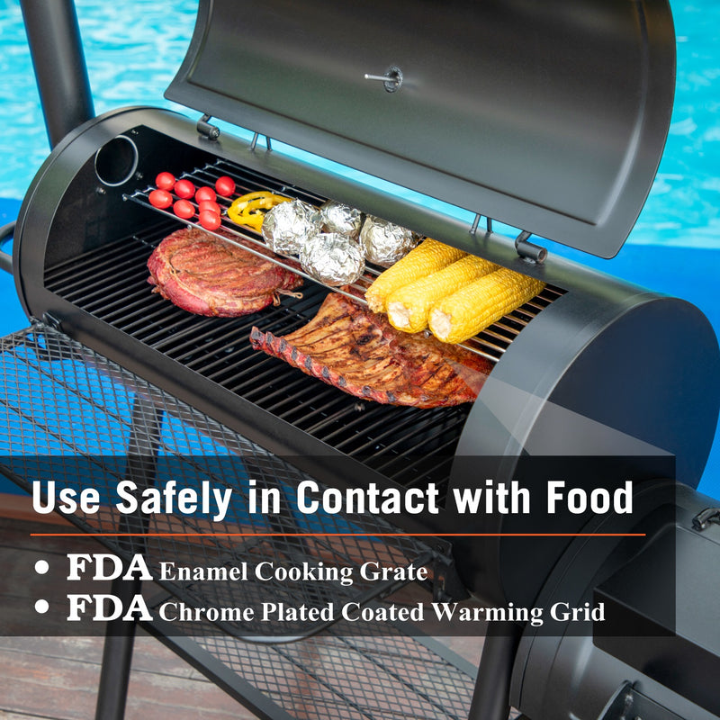 Captiva Designs 2-In-1 Charcoal Grill with Offset Smoker