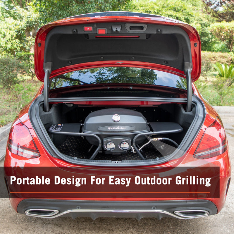 Captiva Designs Portable TableTop Propane Grill with 2 Stainless Steel Burner