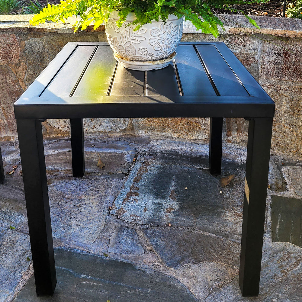 PHI VILLA Black Small Metal Square Side Coffee Bistro Table