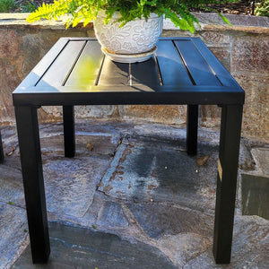 PHI VILLA Black Small Metal Square Side Coffee Bistro Table