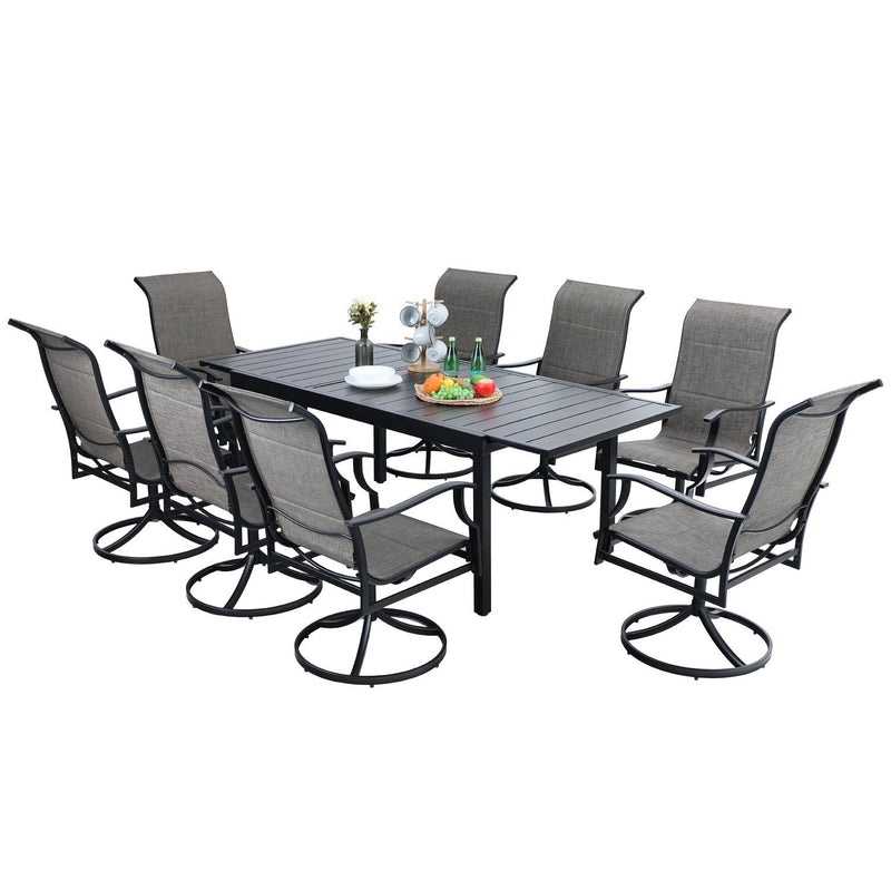 7/9-Piece Patio Dining Set with Extendable Table & Upgraded Padded Swivel Chairs PHI VILLA