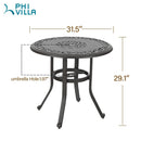 PHI VILLA 32" Cast Aluminum Round Outdoor Bar Table
