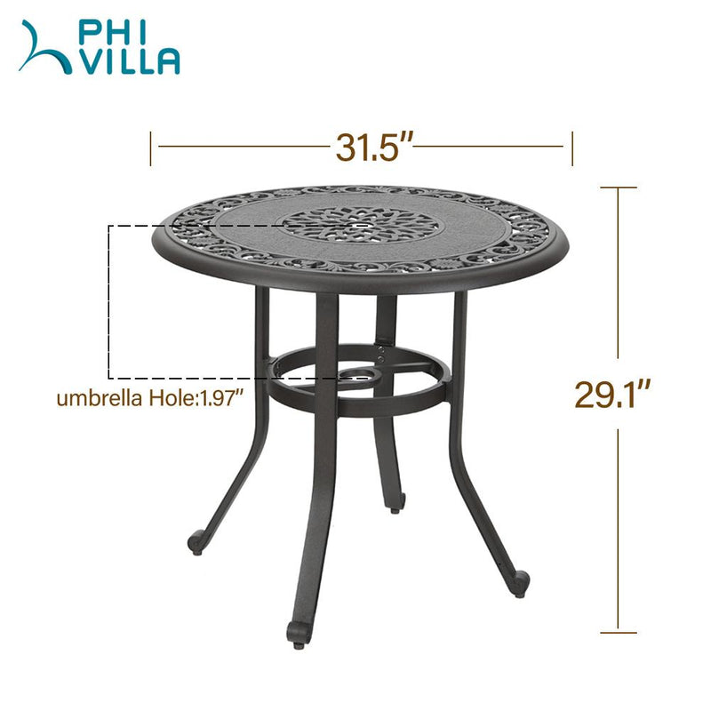 PHI VILLA 32" Cast Aluminum Round Outdoor Bar Table
