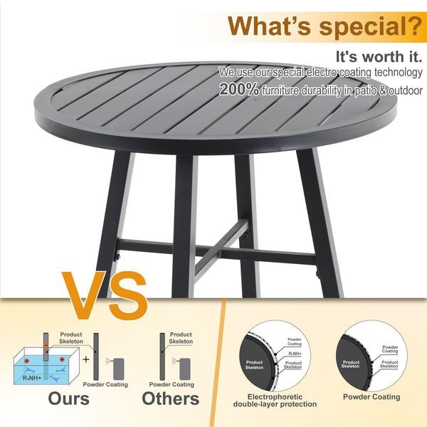 Phi Villa Outdoor Steel Round Small Coffee Table Bistro Table