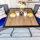 Phi Villa 5-Piece Patio Dining Set Wood-Look Table and 4 Rattan Chairs with Cushions