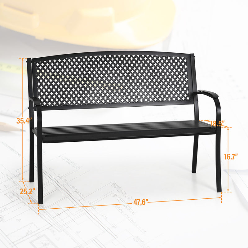 PHI VILLA 47'' Outdoor Bench for Porch, Patio, Garden, Lawn, Balcony, Backyard