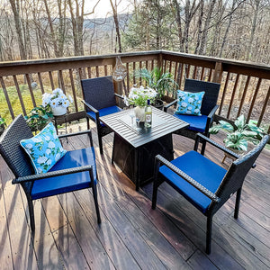 28" 50,000BTU Square Patio Metal and Leather Patio Table with Fire Pit