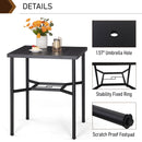 PHI VILLA Patio 32" Steel Square Bar Dining Table
