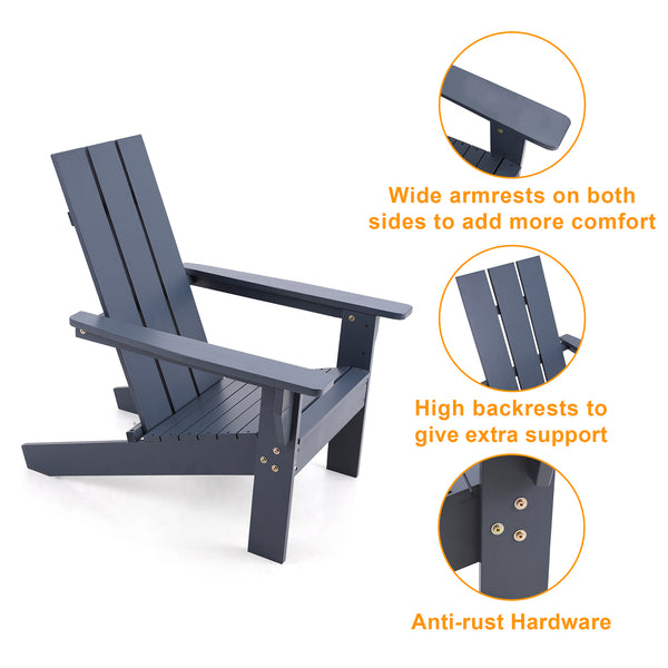 Outdoor High Back Wooden Lounge Adirondack Chair
