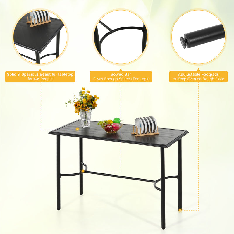PHI VILLA 5 Piece Patio Bar Stool Set with Rectangle Table & 4 Bar Stools