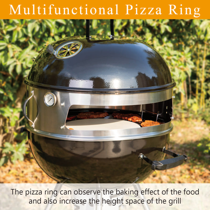 Captiva Designs 22-inch Kettle Charcoal BBQ Grill & Outdoor Pizza Oven Combo