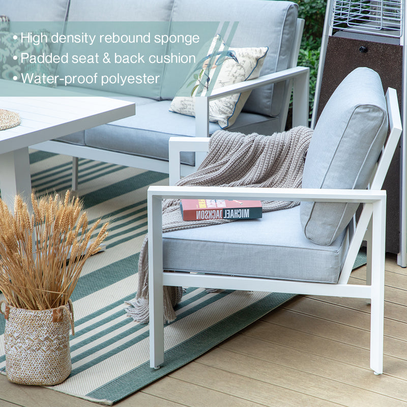 Phi Villa 5-Piece Aluminium Frame Patio Conversation Sofa Set