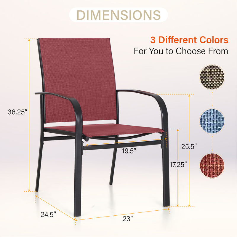 Phi Villa 5-Pcs Patio Dining Set 4 Textilene Fixed Chairs & Table