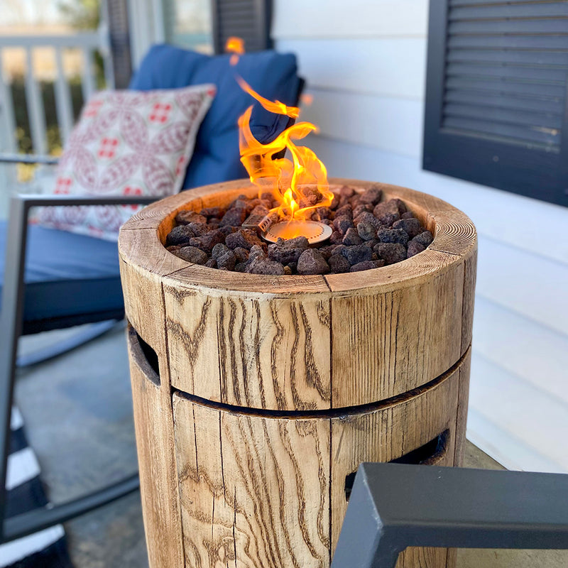 PHI VILLA 16 Inch 30,000 BTU Outdoor Terrafab Gas Fire Pit With Waterproof Cover