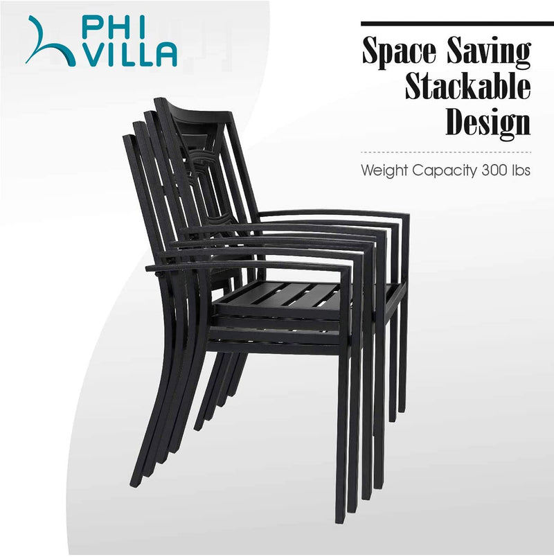 7/ 9-Piece Patio Dining Sets with Extendable Table and Stackable Chairs PHI VILLA