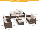 Phi Villa 9-Seater Outdoor Rattan Conversation Sofa Set With Love Seat