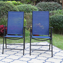 Phi Villa  Folding Sling Dining Chair Aluminum & Steel Frame, Set of 2