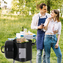 17" Portable Outdoor Smoker 2-In-1  Charcoal Grill Combo, Black-Captiva Designs