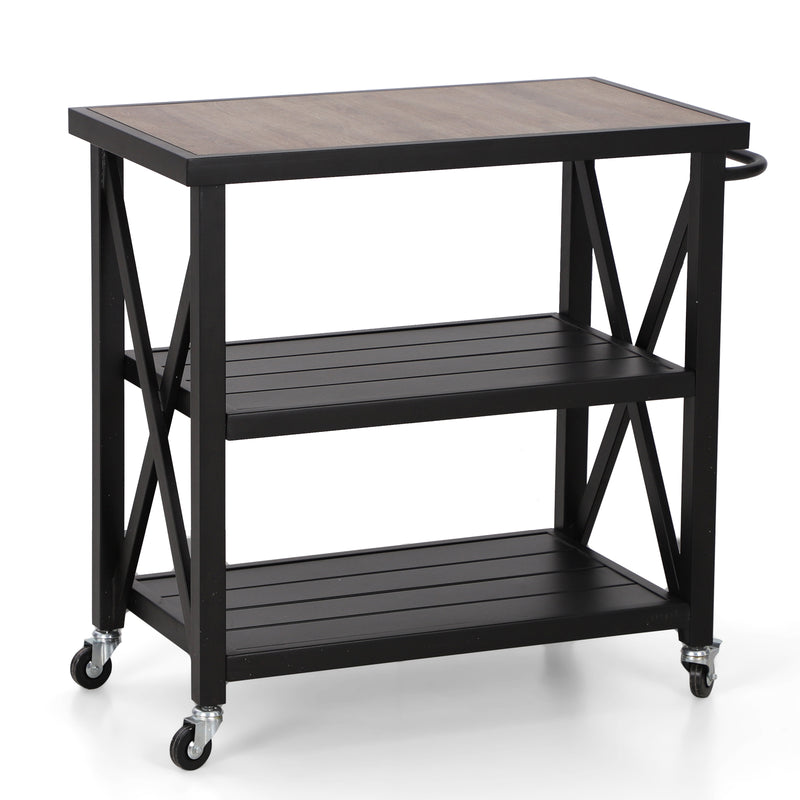 Phi Villa Outdoor Double-Shelf Movable Kitchen Island Cart