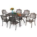 PHI VILLA 7-Piece Outdoor Dining Set With  Cast Aluminum Golden Bronze Chairs And Rectangle Table