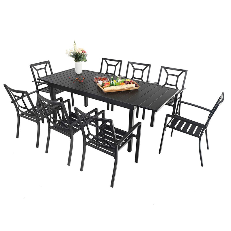 7/ 9-Piece Patio Dining Sets with Extendable Table and Stackable Chairs PHI VILLA