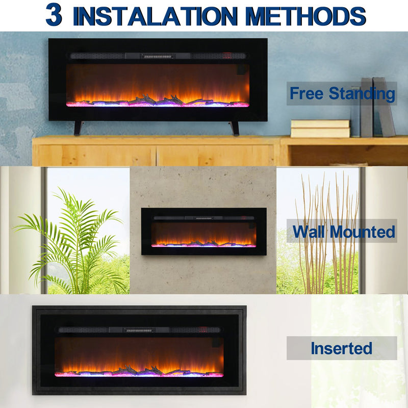PHI VILLA 40/50 Inch 1500W Insert & Wall Mounted Electric Fireplace