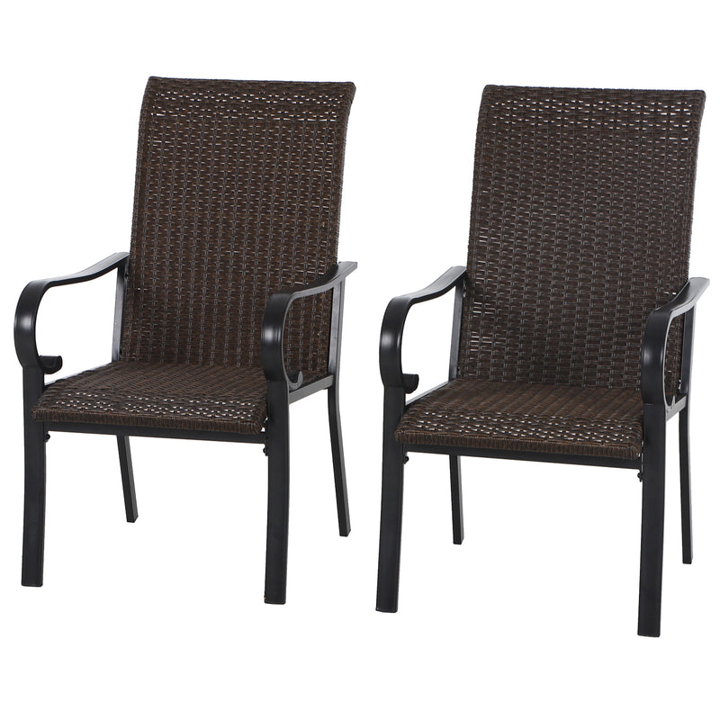 PHI VILLA Rattan Metal Patio Dining Chairs, Set of 2