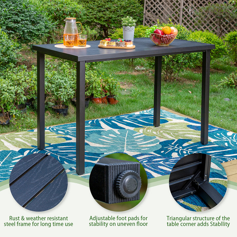 PHI VILLA 5-Piece Patio Bar Set With 4 Swivel Textilene Bar Stools & 1 Steel Table