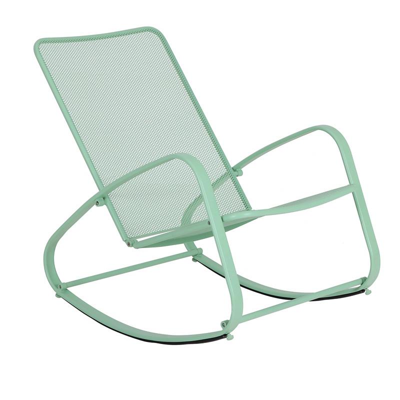 PHI VILLA Patio 1 Piece Rocking Chair Padded Steel Rocker Chair