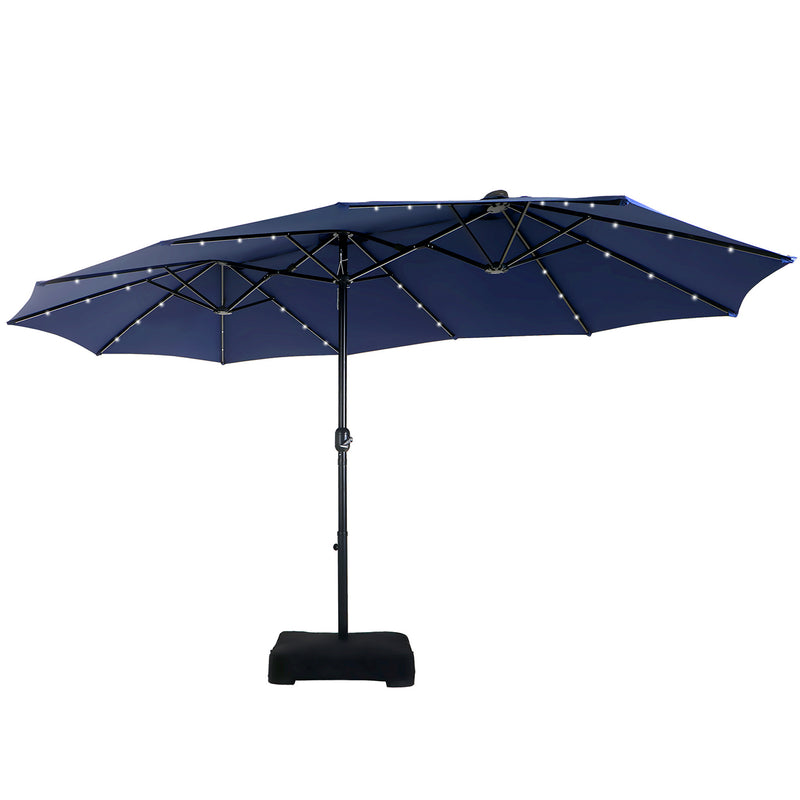 PHI VILLA 15ft Double-Sided Patio Extra Large Umbrella With LED Lights