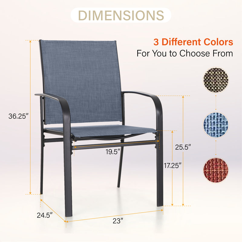 Phi Villa 5-Pcs Patio Dining Set 4 Textilene Fixed Chairs & Table