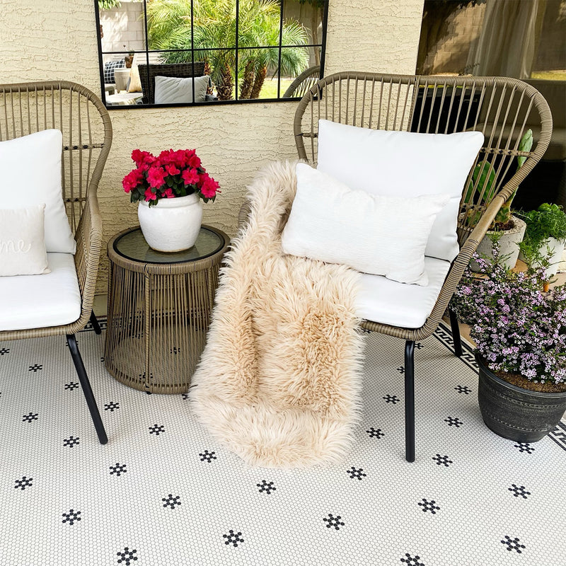 PHI VILLA 3-Piece Outdoor Rattan Conversation Set With Cushions