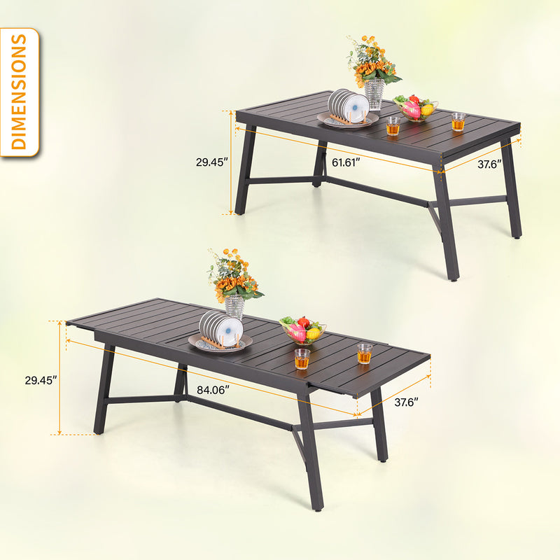 7/9-Piece Outdoor Dining Set with Extendable Table for Multiple Uses PHI VILLA