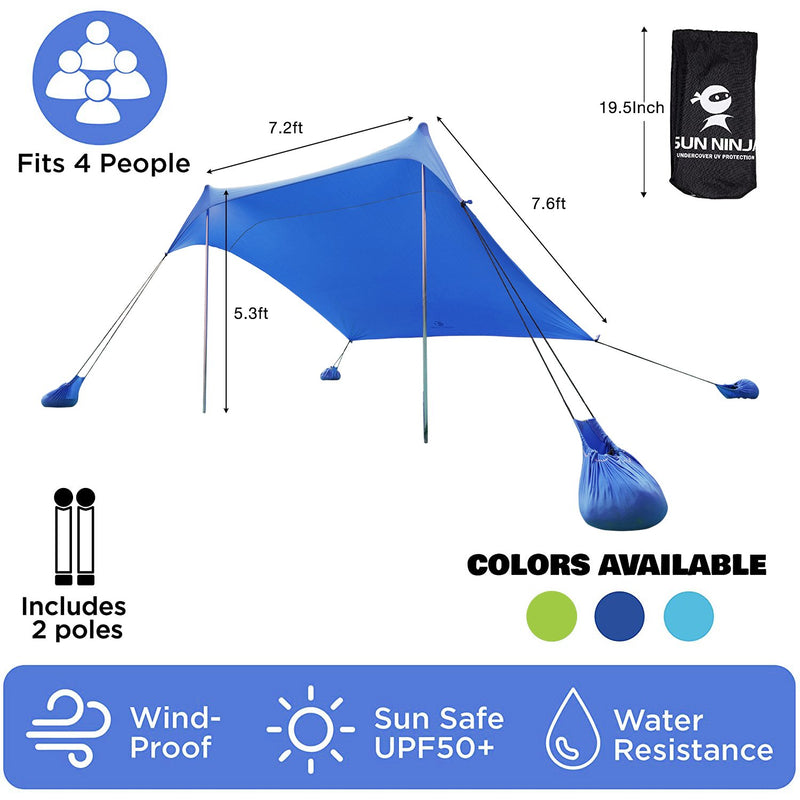 Phi Villa UPF 50+ Beach Shade Tent 7.6 ft x 7.2 ft