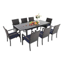 PHI VILLA 7 piece/ 9 piece Patio Dining Set With Rattan Cushioned Chairs & Extendable Steel Table