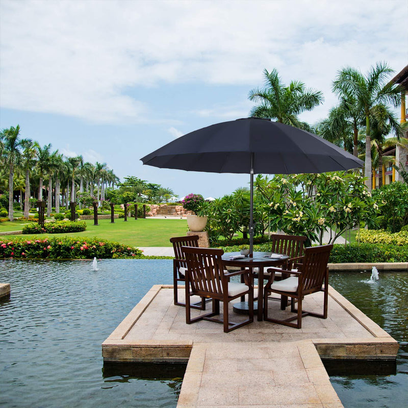 Phi Villa 10ft 16 Fiberglass Ribs Patio Umbrella with Push Button Tilt & Crank