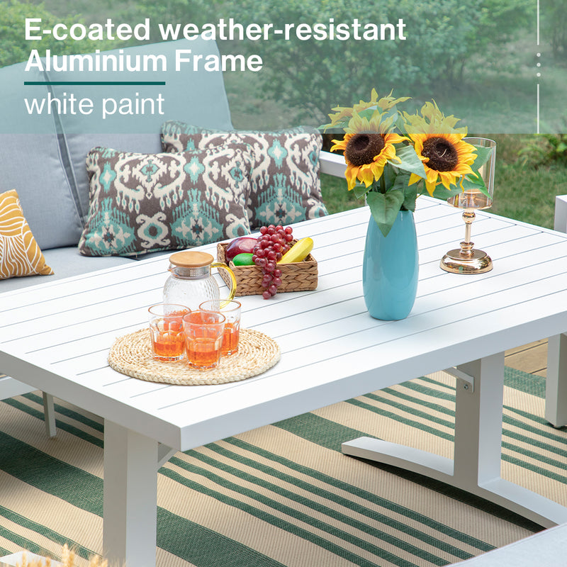 Phi Villa 5-Piece Aluminium Frame Patio Conversation Sofa Set
