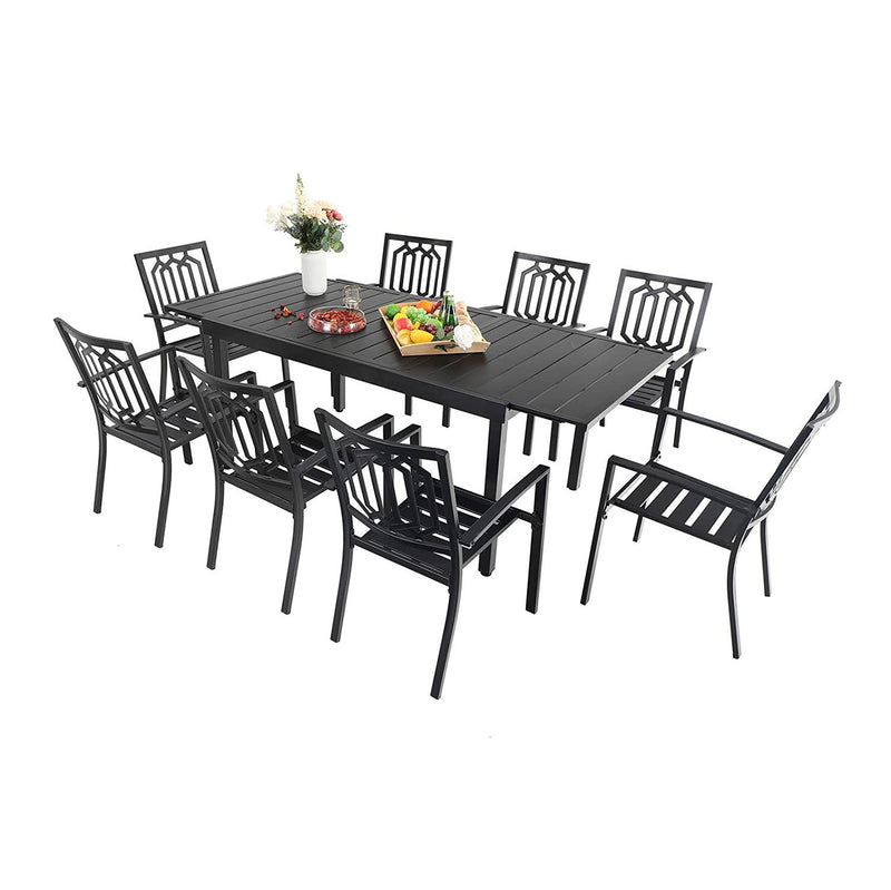 7/ 9-Piece Patio Dining Sets with Extendable Table and Stackable Chairs PHI VILLA