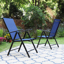 Phi Villa  Folding Sling Dining Chair Aluminum & Steel Frame, Set of 2