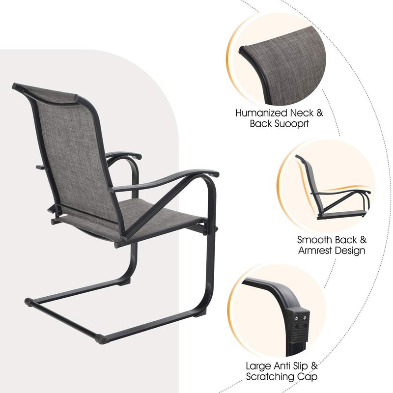 PHI VILLA 2-Piece C-Spring Textilene Patio Dining Chairs