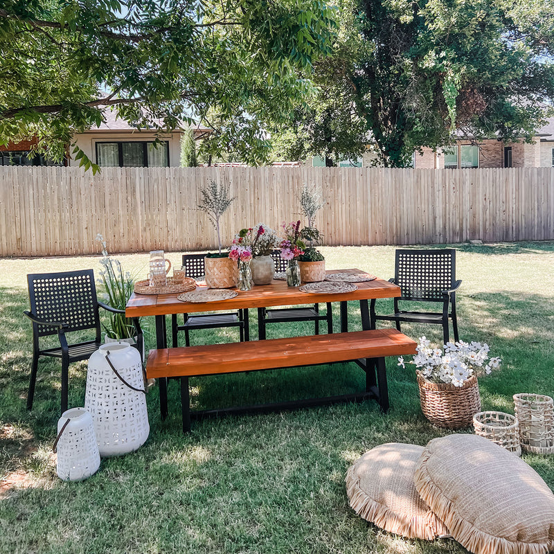 Phi Villa 6-Piece Patio Modern Acacia Wood Dining Set