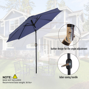 9ft Manual-tilted Outdoor Umbrella with Crank Handle