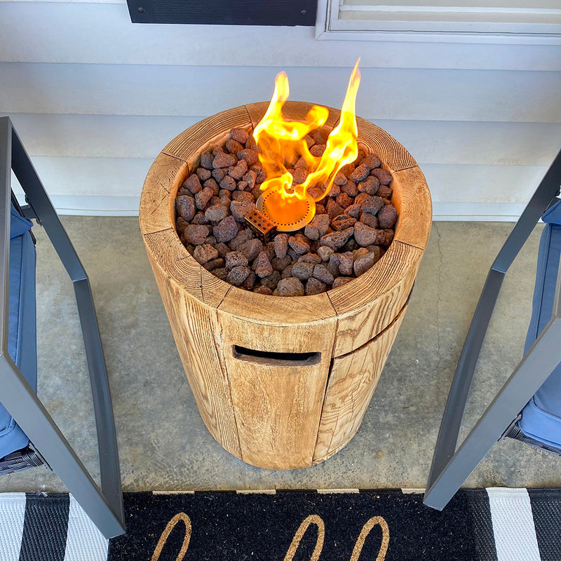 PHI VILLA 16 Inch 30,000 BTU Outdoor Terrafab Gas Fire Pit With Waterproof Cover