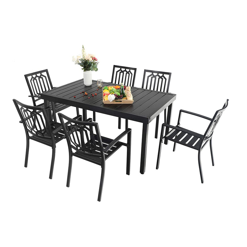 7/ 9-Piece Patio Dining Sets with Extendable Table and Stackable Chairs PHI VILLA