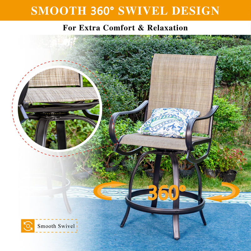 Phi Villa Outdoor Swivel Textilene Bar Stools